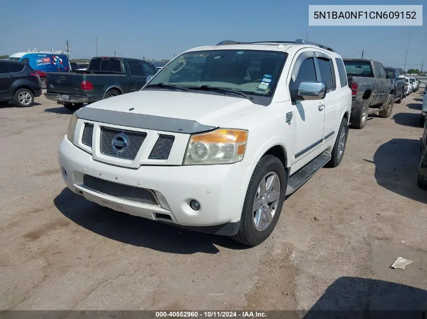 2012 Nissan Armada Platinum VIN: 5N1BA0NF1CN609152 Lot: 40552960