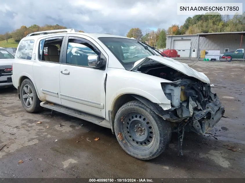 2012 Nissan Armada Platinum VIN: 5N1AA0NE6CN617850 Lot: 40590750