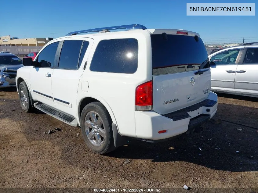 2012 Nissan Armada Platinum VIN: 5N1BA0NE7CN619451 Lot: 40624431