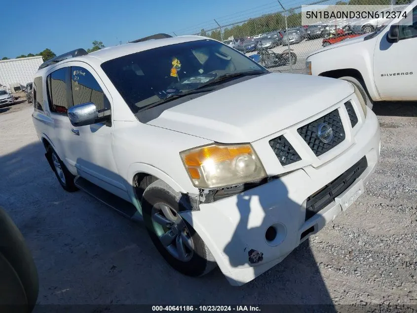 2012 Nissan Armada Sv VIN: 5N1BA0ND3CN612374 Lot: 40641186