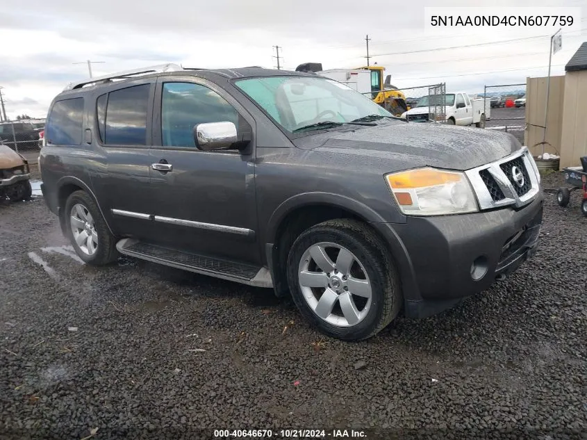 2012 Nissan Armada Sv/Sl/Platinum VIN: 5N1AA0ND4CN607759 Lot: 40646670