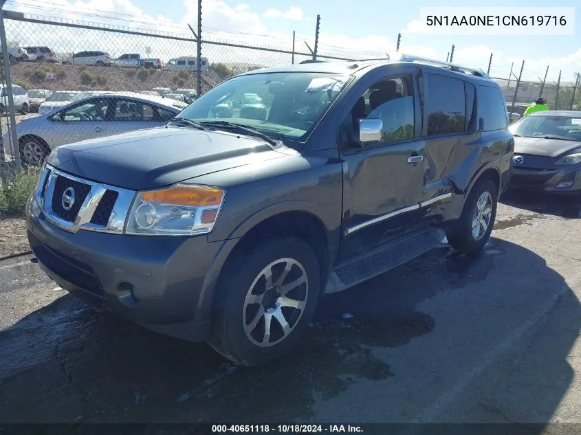 2012 Nissan Armada Platinum VIN: 5N1AA0NE1CN619716 Lot: 40651118