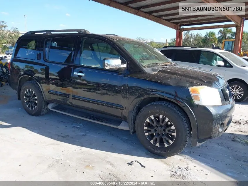 2012 Nissan Armada Sv VIN: 5N1BA0ND3CN601780 Lot: 40659548