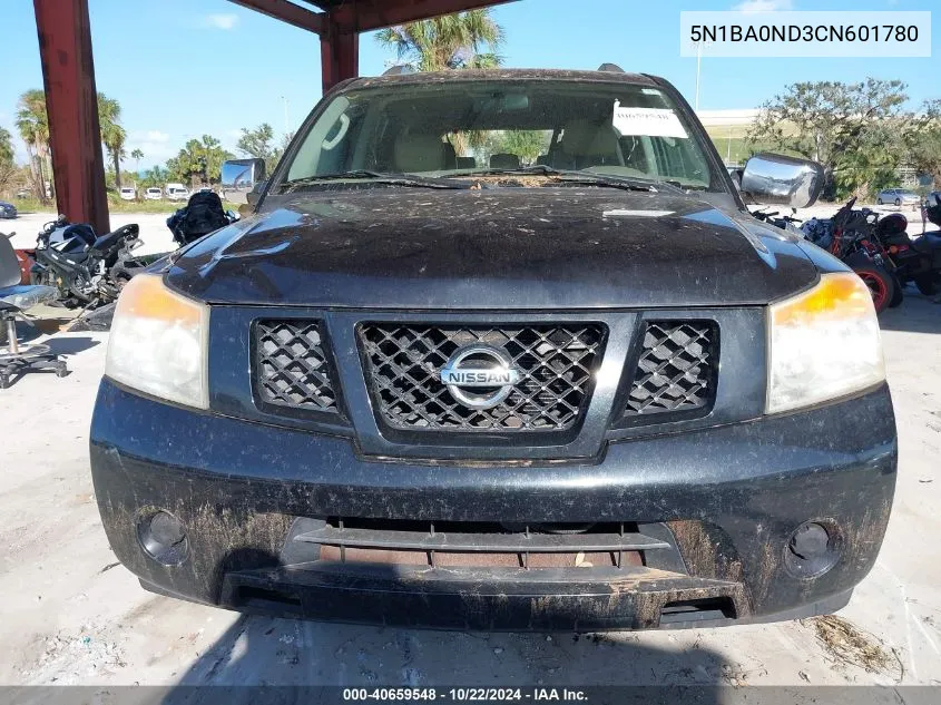 2012 Nissan Armada Sv VIN: 5N1BA0ND3CN601780 Lot: 40659548