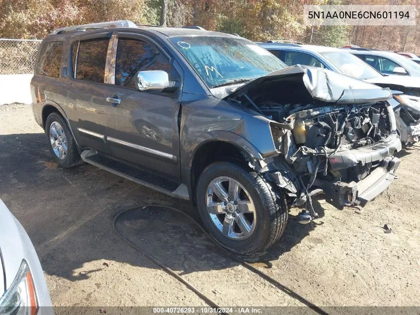 2012 Nissan Armada Platinum VIN: 5N1AA0NE6CN601194 Lot: 40726293