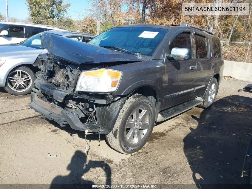 2012 Nissan Armada Platinum VIN: 5N1AA0NE6CN601194 Lot: 40726293