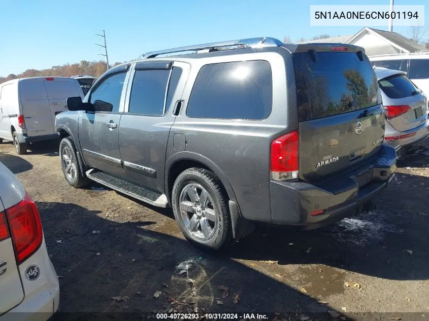 2012 Nissan Armada Platinum VIN: 5N1AA0NE6CN601194 Lot: 40726293