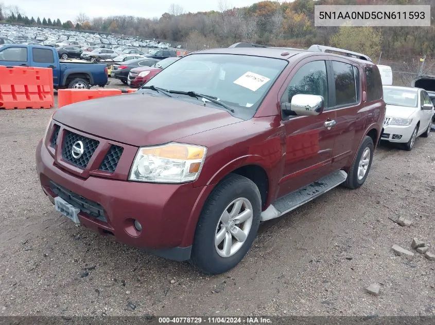 2012 Nissan Armada Sv VIN: 5N1AA0ND5CN611593 Lot: 40778729