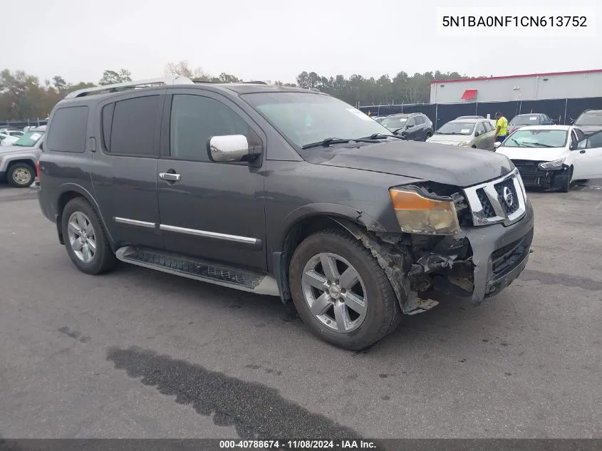 2012 Nissan Armada Platinum VIN: 5N1BA0NF1CN613752 Lot: 40788674