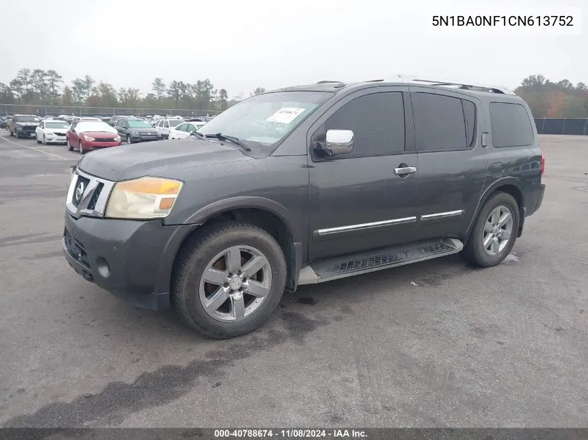 2012 Nissan Armada Platinum VIN: 5N1BA0NF1CN613752 Lot: 40788674