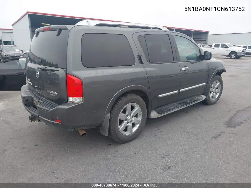 2012 Nissan Armada Platinum VIN: 5N1BA0NF1CN613752 Lot: 40788674