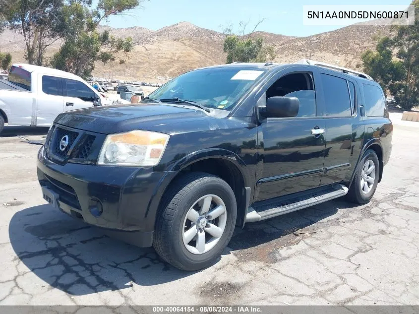 2013 Nissan Armada Sv VIN: 5N1AA0ND5DN600871 Lot: 40064154