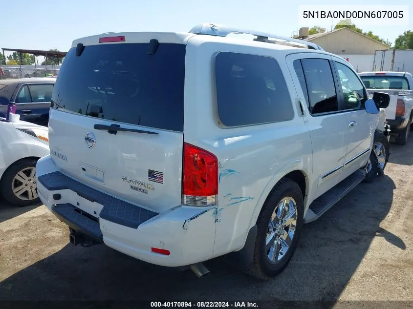 2013 Nissan Armada Platinum VIN: 5N1BA0ND0DN607005 Lot: 40170894