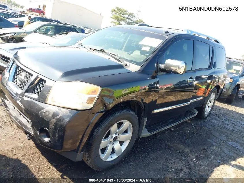 2013 Nissan Armada Sl VIN: 5N1BA0ND0DN602578 Lot: 40481049