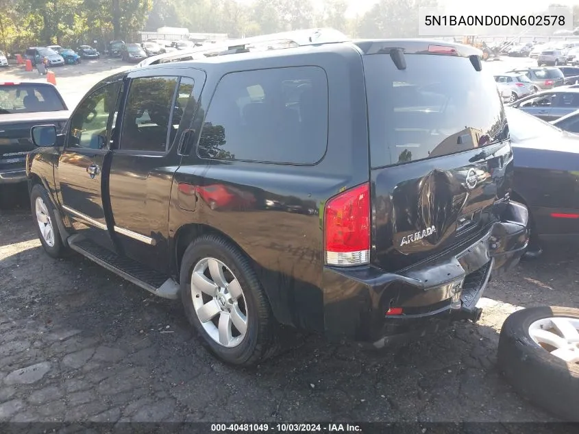 2013 Nissan Armada Sl VIN: 5N1BA0ND0DN602578 Lot: 40481049