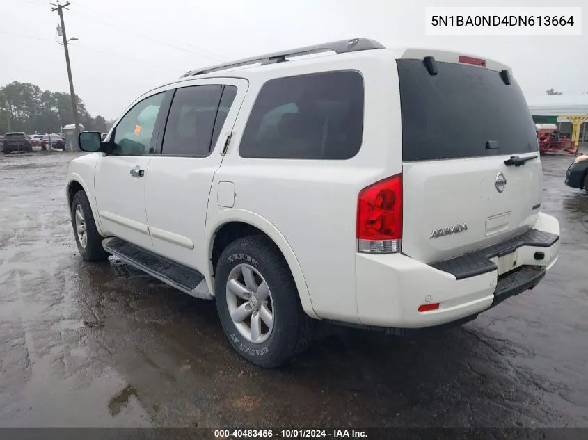 2013 Nissan Armada Sv VIN: 5N1BA0ND4DN613664 Lot: 40483456