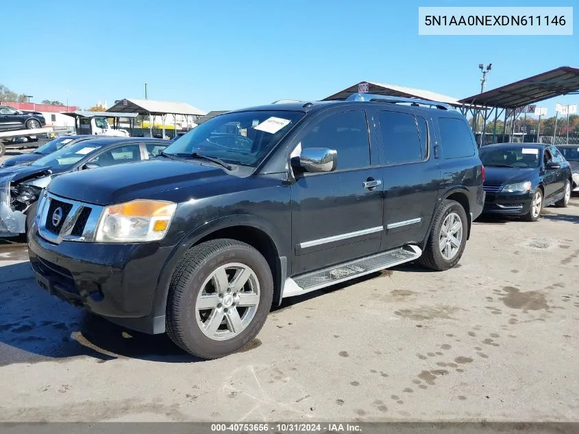 2013 Nissan Armada Platinum VIN: 5N1AA0NEXDN611146 Lot: 40753656