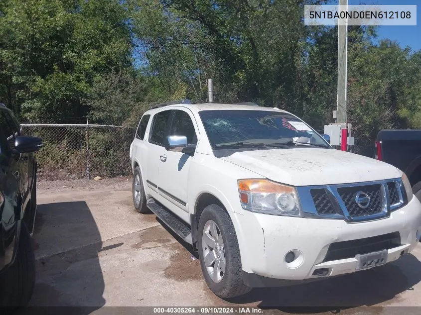 2014 Nissan Armada Sl VIN: 5N1BA0ND0EN612108 Lot: 40305264