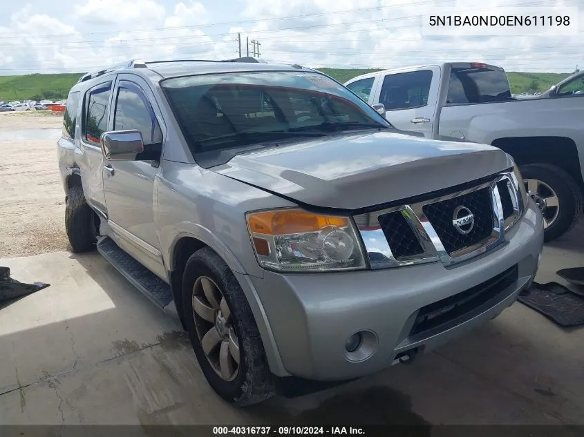 2014 Nissan Armada Sl VIN: 5N1BA0ND0EN611198 Lot: 40316737