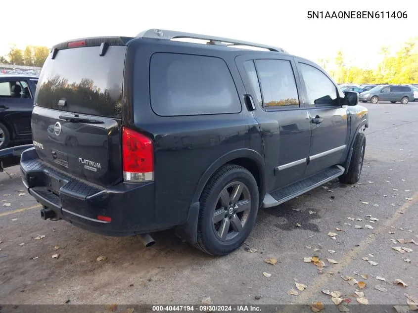 2014 Nissan Armada Platinum VIN: 5N1AA0NE8EN611406 Lot: 40447194