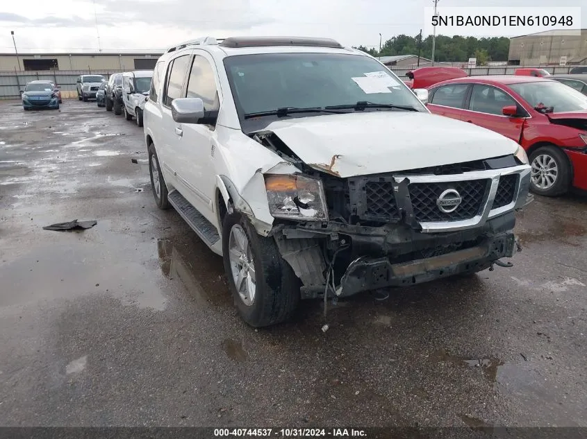 2014 Nissan Armada Platinum VIN: 5N1BA0ND1EN610948 Lot: 40744537