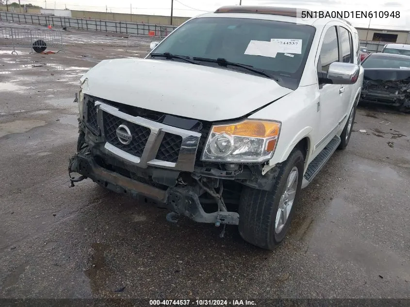 2014 Nissan Armada Platinum VIN: 5N1BA0ND1EN610948 Lot: 40744537