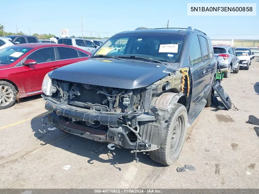 2014 Nissan Armada Platinum VIN: 5N1BA0NF3EN600858 Lot: 40770612