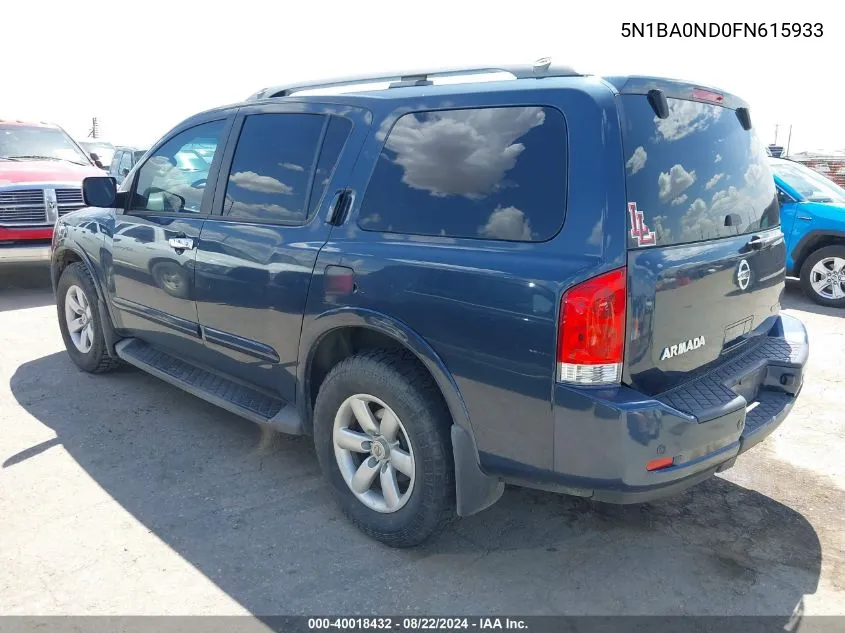 2015 Nissan Armada Sv VIN: 5N1BA0ND0FN615933 Lot: 40018432