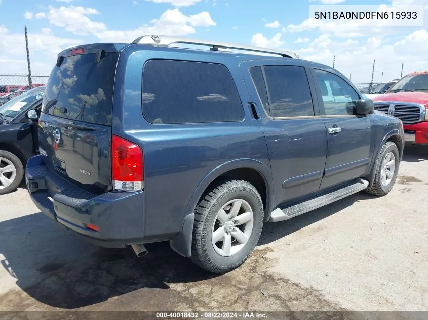 2015 Nissan Armada Sv VIN: 5N1BA0ND0FN615933 Lot: 40018432