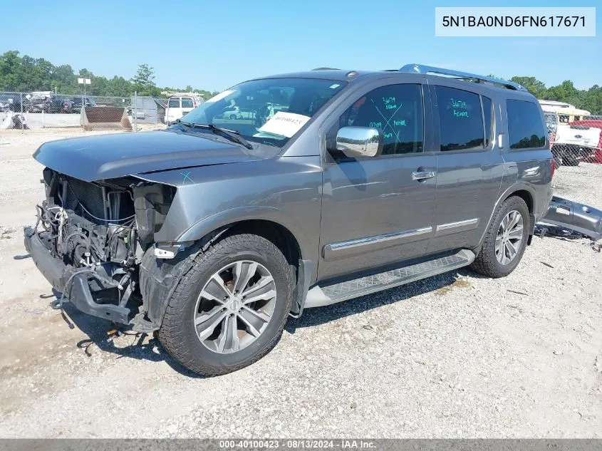 2015 Nissan Armada Sl VIN: 5N1BA0ND6FN617671 Lot: 40100423