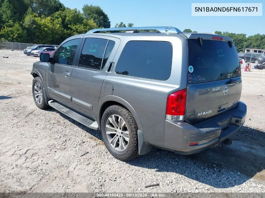 2015 Nissan Armada Sl VIN: 5N1BA0ND6FN617671 Lot: 40100423