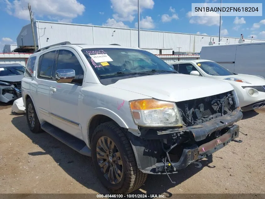 2015 Nissan Armada Sv/Sl/Platinum VIN: 5N1BA0ND2FN618204 Lot: 40446100