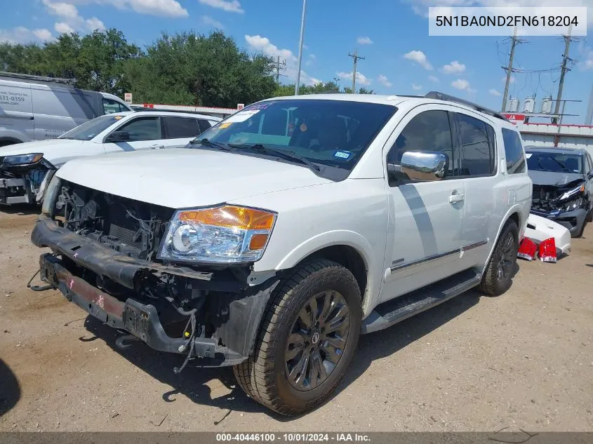 2015 Nissan Armada Sv/Sl/Platinum VIN: 5N1BA0ND2FN618204 Lot: 40446100