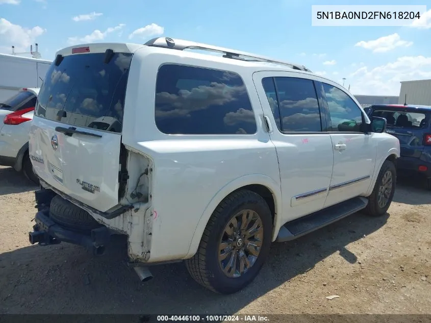 2015 Nissan Armada Sv/Sl/Platinum VIN: 5N1BA0ND2FN618204 Lot: 40446100