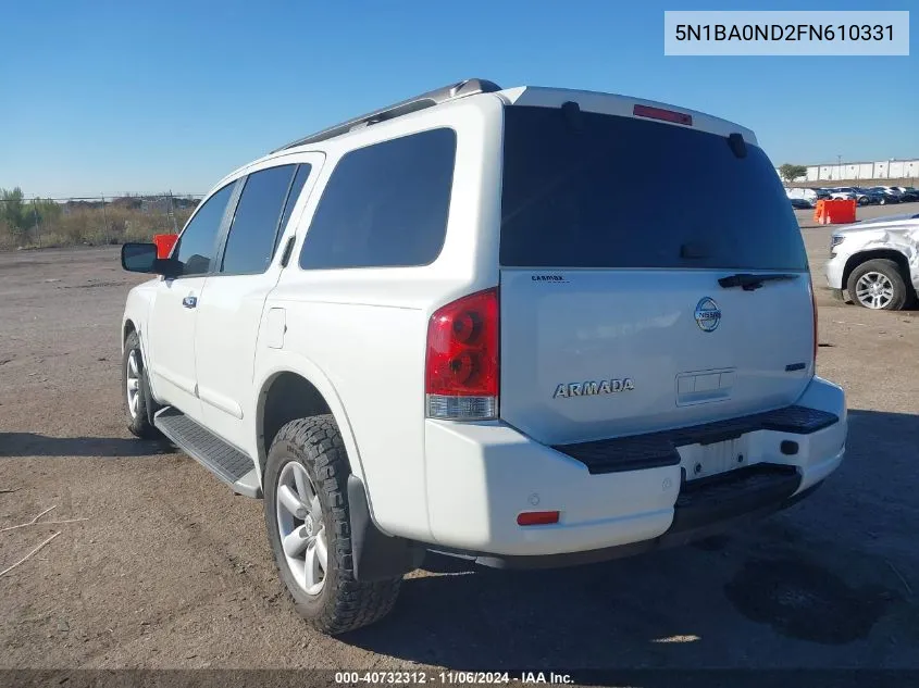 2015 Nissan Armada Sv VIN: 5N1BA0ND2FN610331 Lot: 40732312