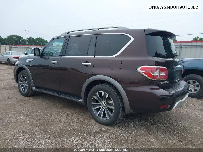 2017 Nissan Armada Sl VIN: JN8AY2ND0H9010382 Lot: 39571912