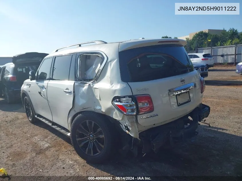 2017 Nissan Armada Platinum VIN: JN8AY2ND5H9011222 Lot: 40085692