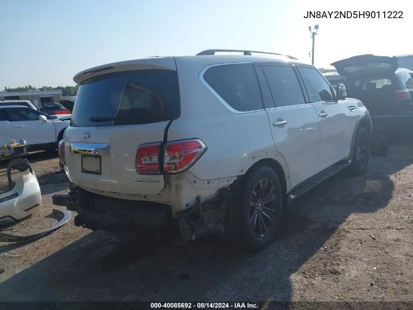 2017 Nissan Armada Platinum VIN: JN8AY2ND5H9011222 Lot: 40085692