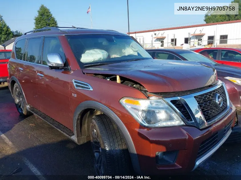 2017 Nissan Armada Platinum VIN: JN8AY2NE9H9705758 Lot: 40099704