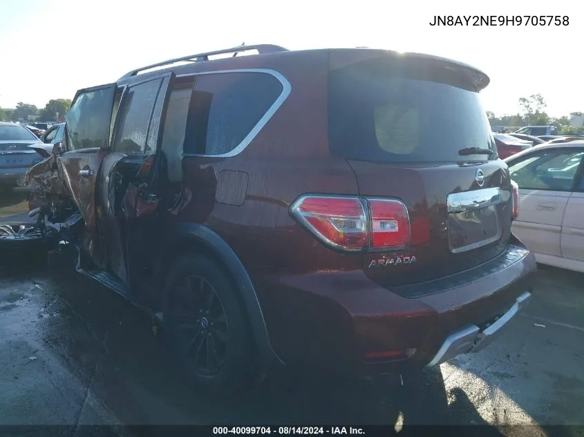 2017 Nissan Armada Platinum VIN: JN8AY2NE9H9705758 Lot: 40099704