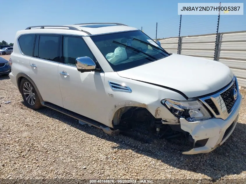 2017 Nissan Armada Sl VIN: JN8AY2ND7H9005387 Lot: 40168676