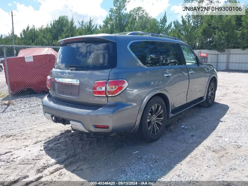 2017 Nissan Armada Platinum VIN: JN8AY2NF0H9300106 Lot: 40346420