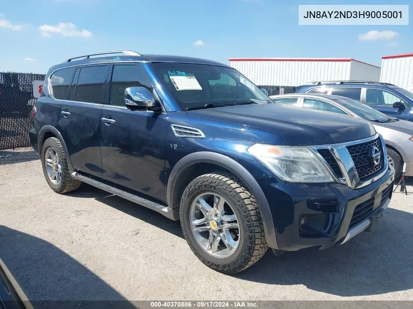 2017 Nissan Armada Platinum VIN: JN8AY2ND3H9005001 Lot: 40370886