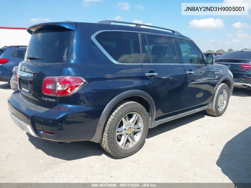 2017 Nissan Armada Platinum VIN: JN8AY2ND3H9005001 Lot: 40370886