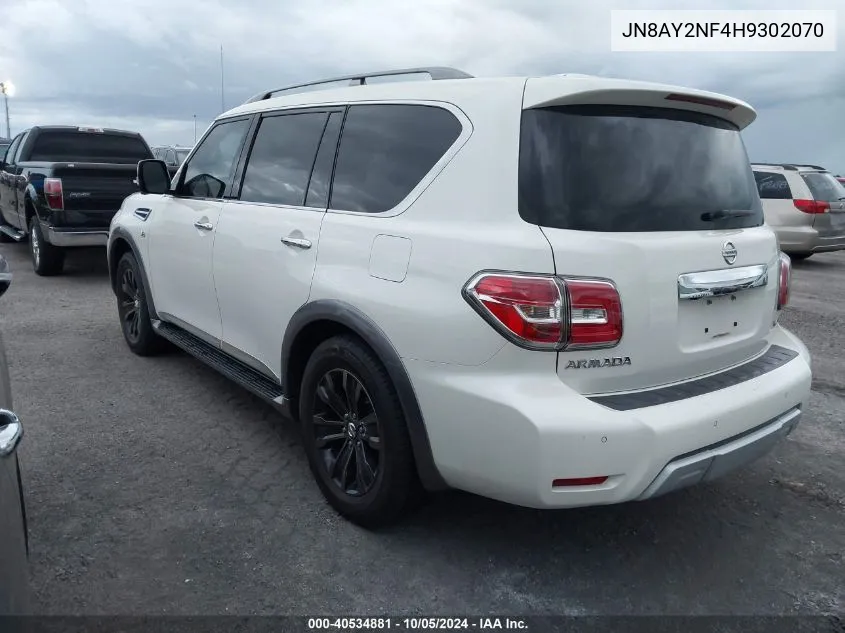 2017 Nissan Armada Platinum VIN: JN8AY2NF4H9302070 Lot: 40534881