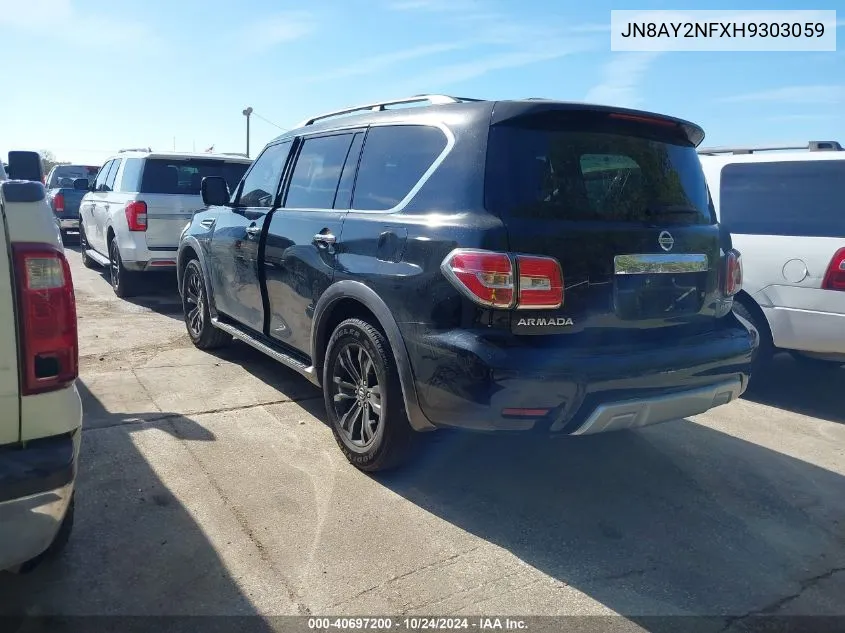 2017 Nissan Armada Platinum VIN: JN8AY2NFXH9303059 Lot: 40697200