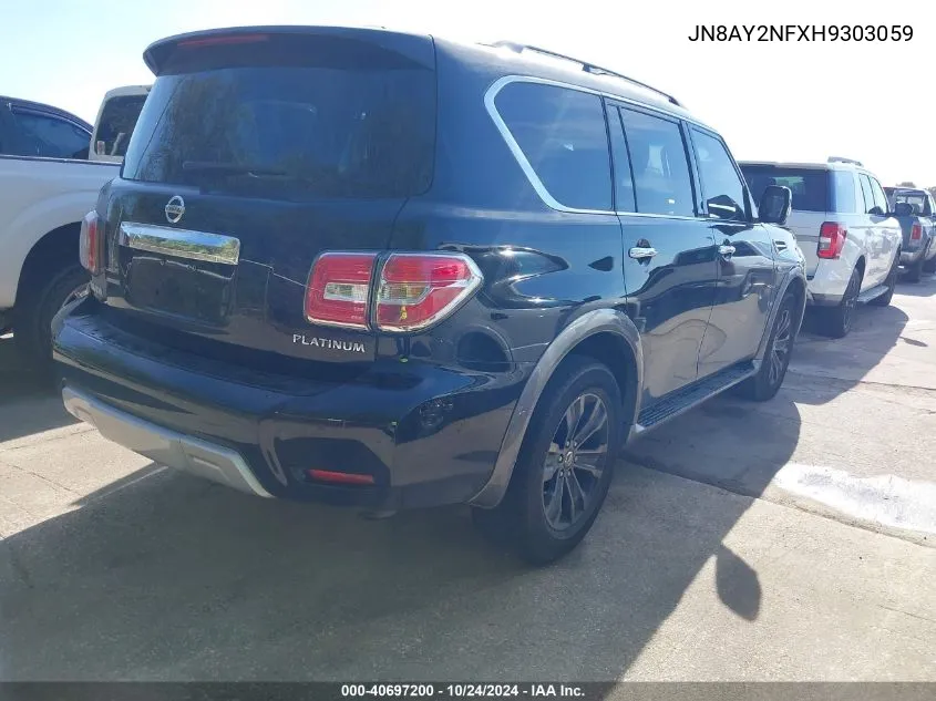 2017 Nissan Armada Platinum VIN: JN8AY2NFXH9303059 Lot: 40697200