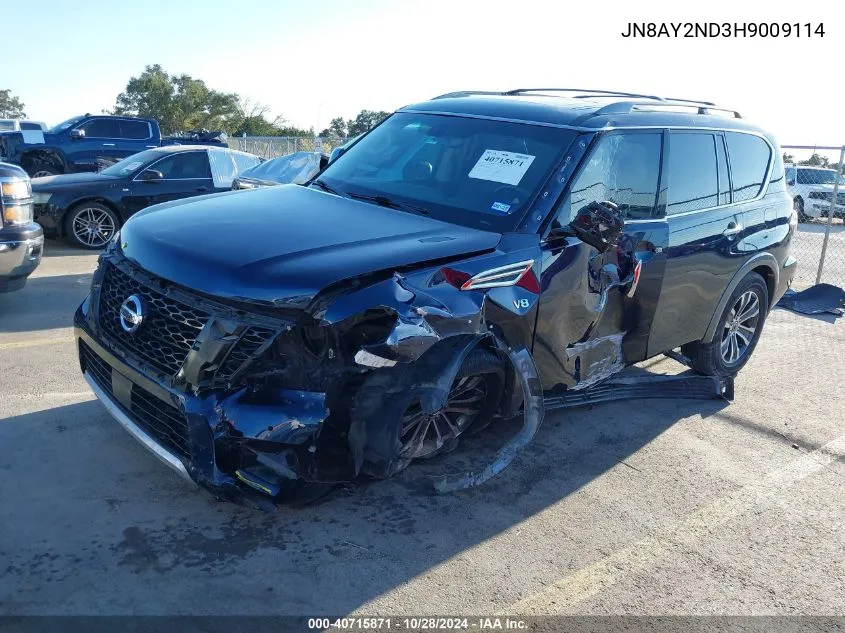 2017 Nissan Armada Sl VIN: JN8AY2ND3H9009114 Lot: 40715871