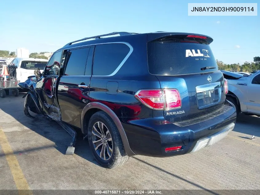 2017 Nissan Armada Sl VIN: JN8AY2ND3H9009114 Lot: 40715871