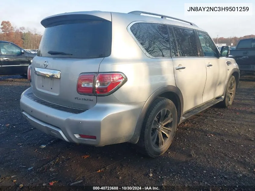 2017 Nissan Armada Platinum VIN: JN8AY2NC3H9501259 Lot: 40723688